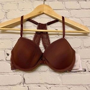 Auden The Ace Demi Racerback Bra Burgundy Mist NWT